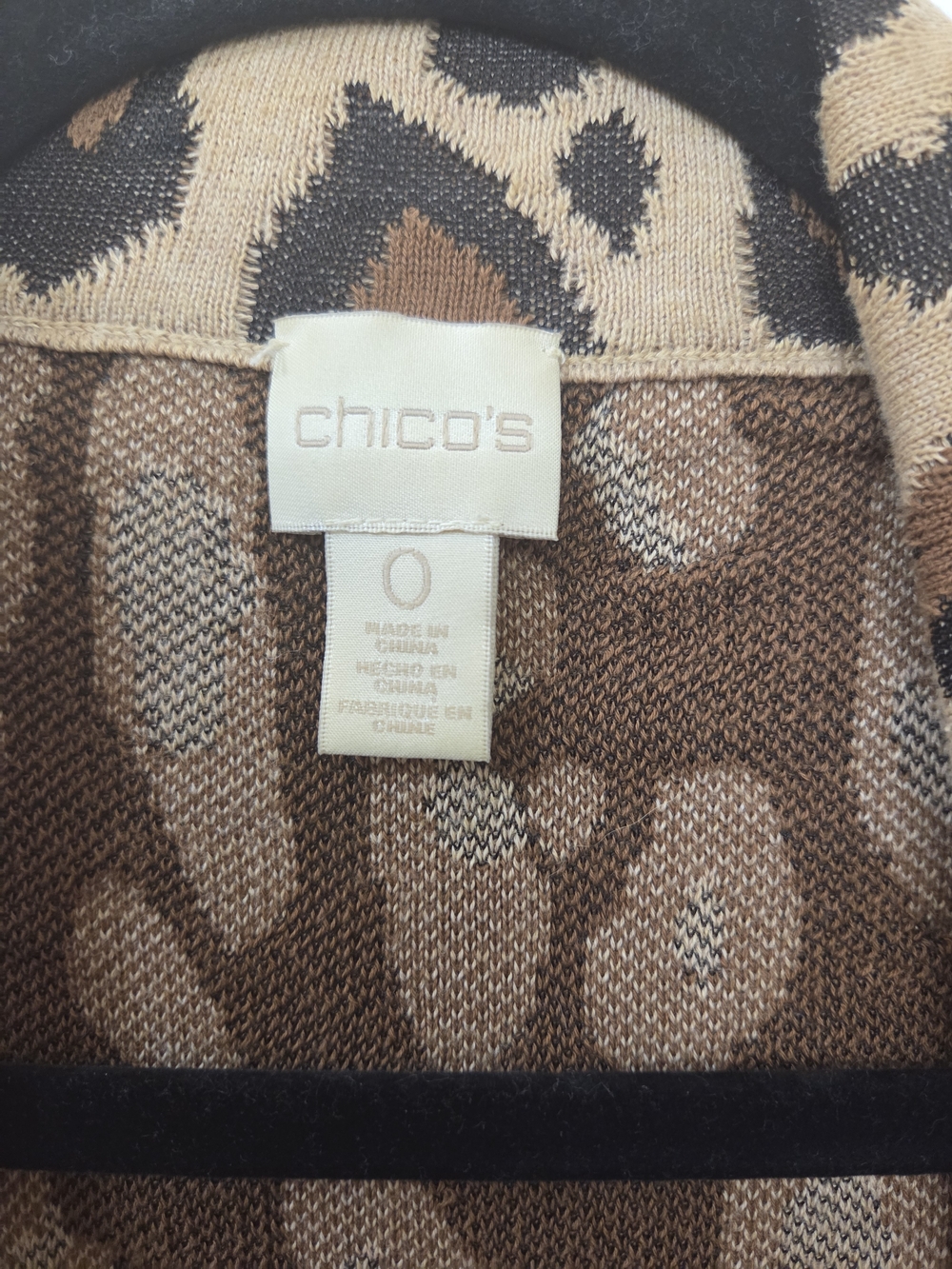Chico's Leopard Knit Cardigan in Tan and Black - Picture 2 of 2